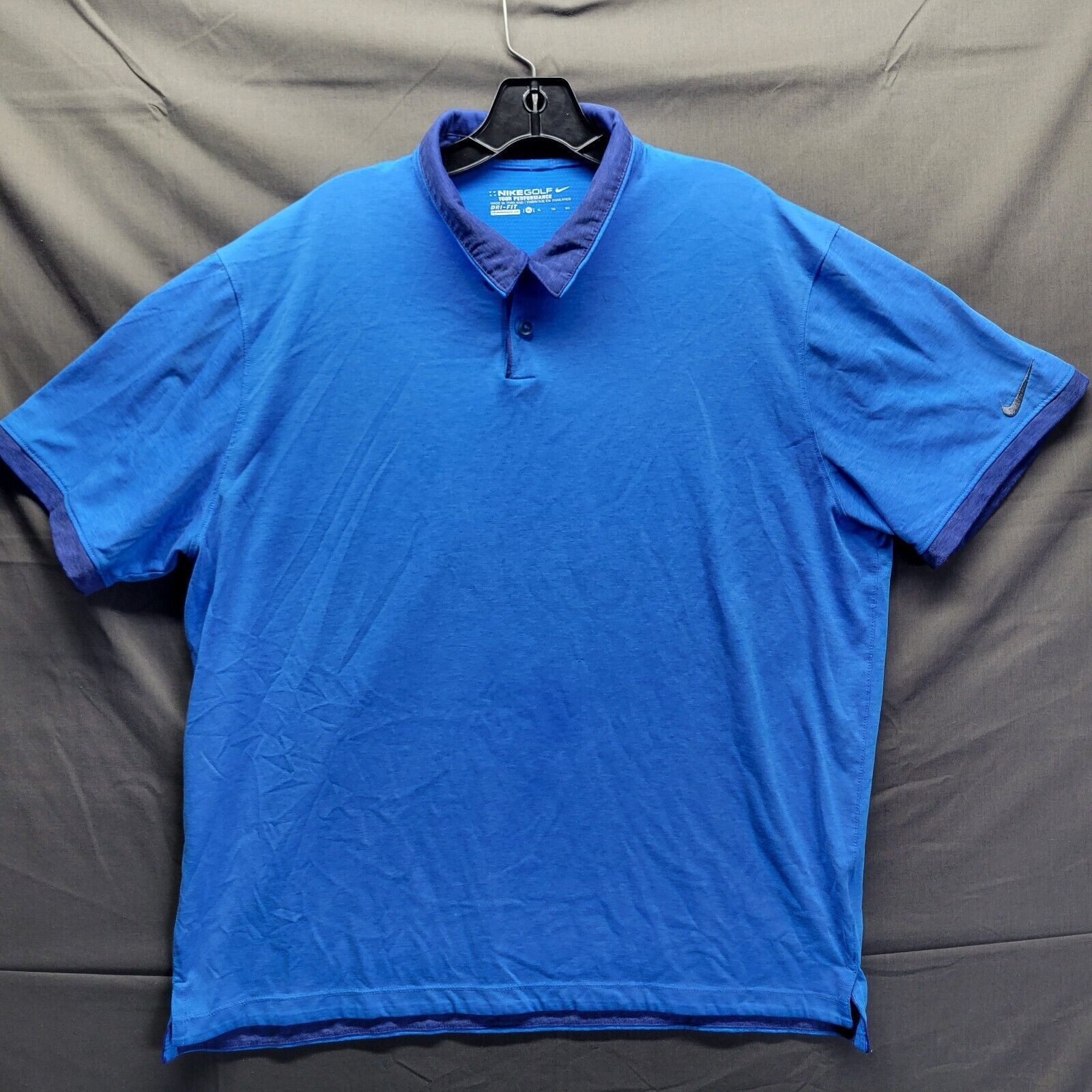 Primary image for NIKE Golf Dri Fit Blue Polo Shirt Men’s - Button Collar XL