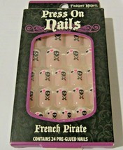 Fright Night Press On Nails &quot;French Pirate&quot; 1 pack of 24 Pre-Glued Nails - $10.99