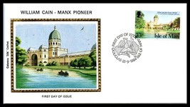 1984 UK ISLE OF MAN Colorano FDC Cover-William Cain Manx Pioneer, Douglas #1 L1 - £2.32 GBP