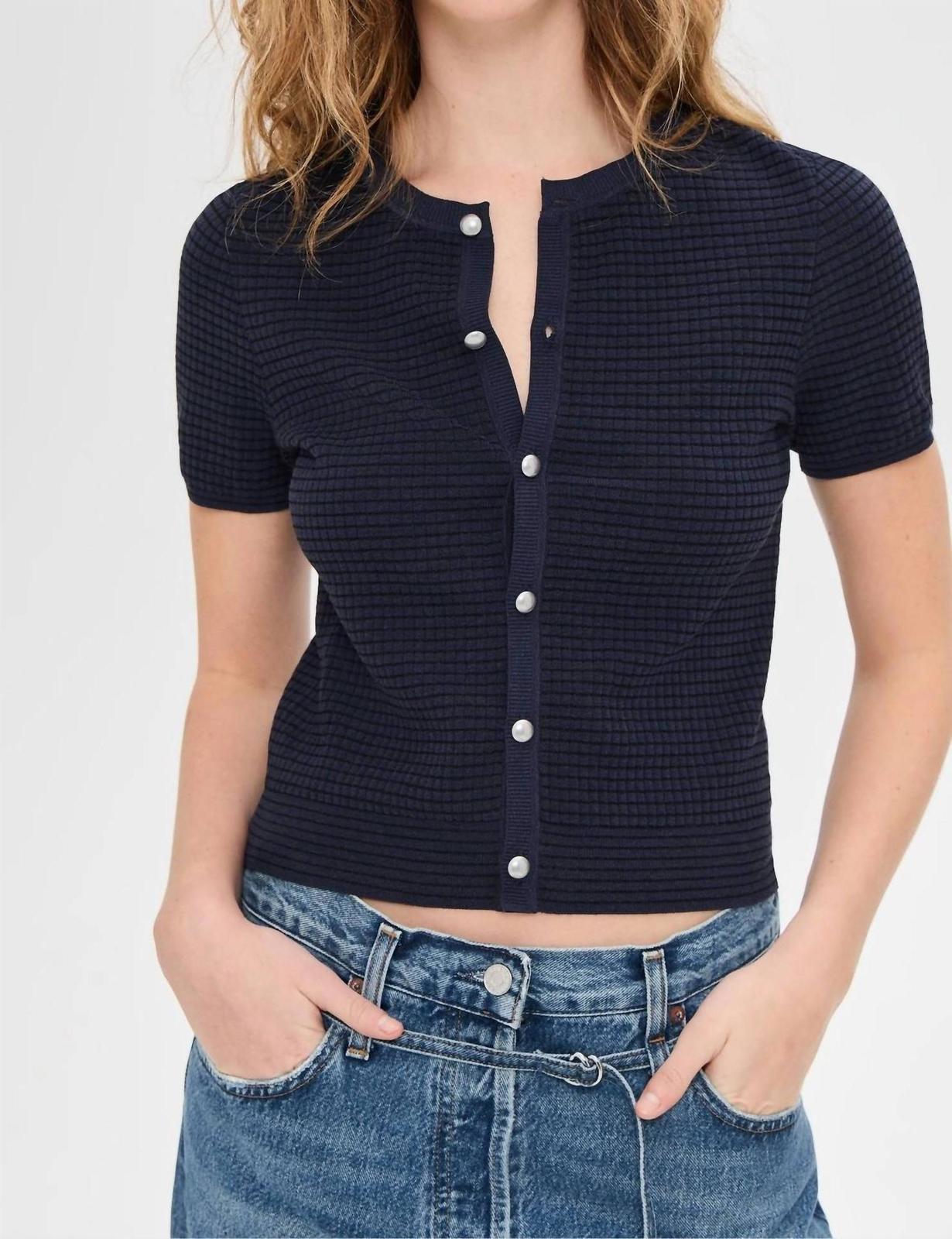 Rag &amp; Bone Eloise Short Sleeve Cardigan Navy Multi - $164.00