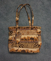 JADE Women’s Safari Print Fabric Tote Shoulder Bag Purse With Cell- Phone Case - £11.81 GBP