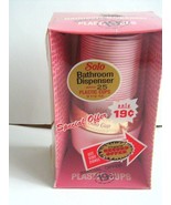 NIB Vintage 1970s Solo Bathroom Cup Dispenser with Cups Pink and Gold To... - $14.75