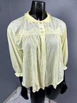 Vintage PhilMaid Bed Jacket Pajama Top Light Yellow Lace Nylon Lingerie ... - $22.28