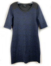 Maison Scotch Dress Size 2 Blue Black Leopard Print Bodycon - £35.60 GBP