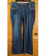 Beverly Hills Polo Club Stretch Denim Blue Jeans Women&#39;s 16 Pink Embroid... - £13.71 GBP