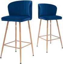 Canglong Counter Height Velour Bar Chairs For The Home Bar Modern, Navy Blue. - £88.91 GBP