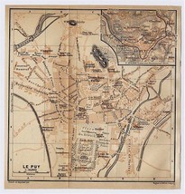 1914 Original Antique City Map Of Le PUY-EN Velay / HAUTE-LOIRE / France - £19.46 GBP