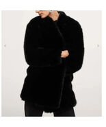 NWT Mango MNG Faux Fur Fuzzy Black Oversized Jacket Hook Front Coat size... - $181.61 CAD