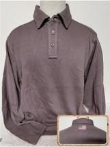L- Indigo Palms &quot;Freemont&quot; Gray Ls Polo Shirt 48&quot; Vintage Usa Flag Graphic - £23.31 GBP