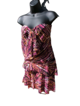 Women&#39;s BCBG MAXAZRIA Silk DRESS Size 2 Purple Pink Dotted Strapless Fancy - $26.72