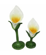 Hecho A Mano El Salvador Artison Ceramic Lily Candle Holder Pair - £15.58 GBP