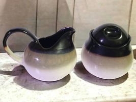 Sango NOVA BLACK 4932 Stoneware Creamer &amp; Lidded Sugar Bowl Set - £14.79 GBP