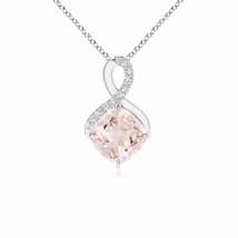 ANGARA 0.8 Ct Claw-Set Morganite Infinity Pendant with Diamonds in Silver - £163.22 GBP