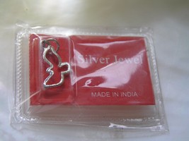 Estate Made in India Silver Jewel Peace Dove Flying Bird Outline Charm Pendant – - $8.59