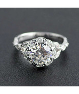 Round Moissanite Unique Floral Engagement Ring 925 Silver Half Eternity ... - $331.87 CAD