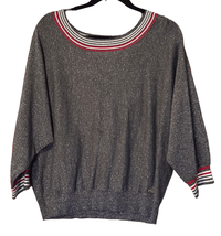 Marc New York Andrew Marc Pullover Sweater Women Large Gray Metallic Holiday Top - £27.63 GBP