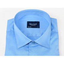 Men 100% Sateen Cotton Shirt Manschett Quesste Turkey Slim Fit 4010-05 Med Blue image 3