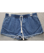 Aerie Cut Off Shorts Womens Medium Blue Denim Casual Elastic Waist Draws... - $33.42 CAD