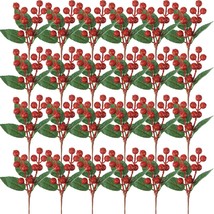 24 Pieces Artificial Christmas Berry Picking Berry Branches Holly Leaves Picking - £26.93 GBP