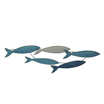 Scratch &amp; Dent Coastal Blue Metal School of Fish Wall Sculpture - £26.07 GBP