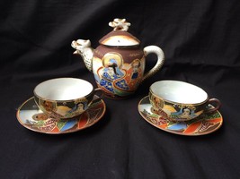 Antique tea set Japanese Meiji Period SATSUMA Pottery . Marked - $99.00