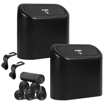 2 Packs Car Trash Can Bin with Lid,Including 90Pcs Trash Bags and 2 Hooks,Mini G - £18.64 GBP