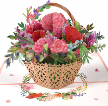 3D Pop Up Basket Flower Card Greeting Card Birthday Cards Origami Flowers Day - £6.90 GBP