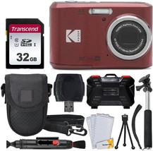 Kodak Pixpro Fz45 Digital Camera + 32Gb Memory Card + Point And Shoot, Red - £143.58 GBP