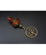 Red carnelian and unakite Summer Garden antiqued Tree of Life Blessingway bead - - £12.58 GBP