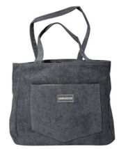 Large Women Corduroy Tote Bag Dark Gray Shoulder Travel Purse Chic Hobo ... - $22.28