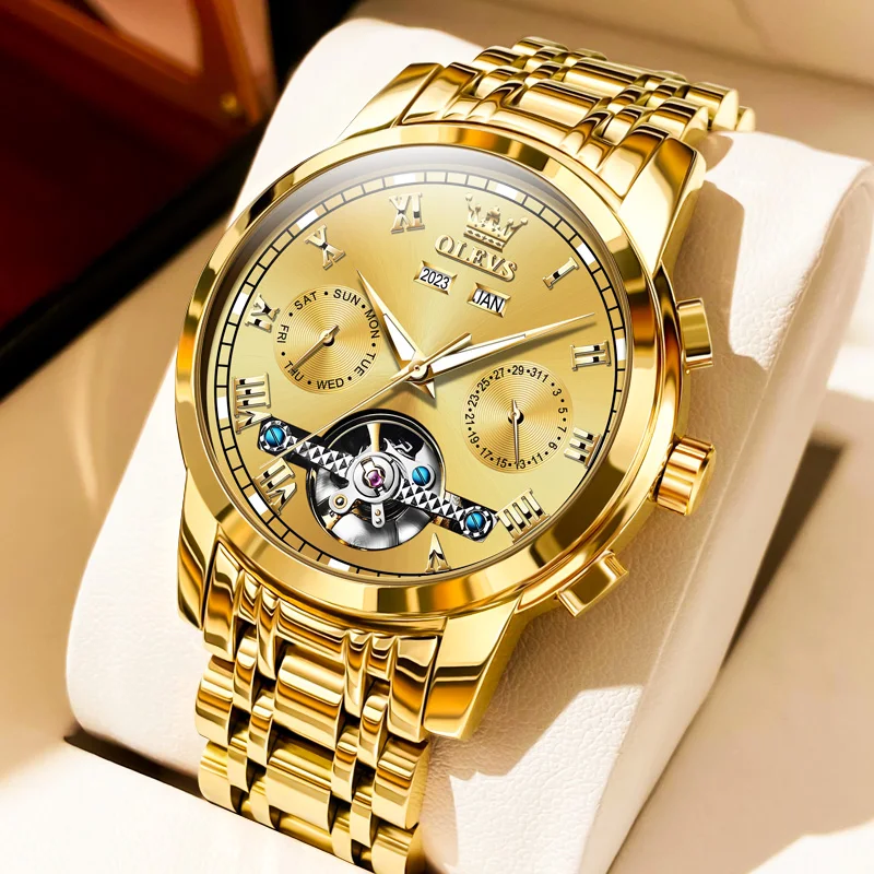 Men&#39;s Watches Automatic Mechanical Business Wristwatch Waterproof Stainl... - $118.27