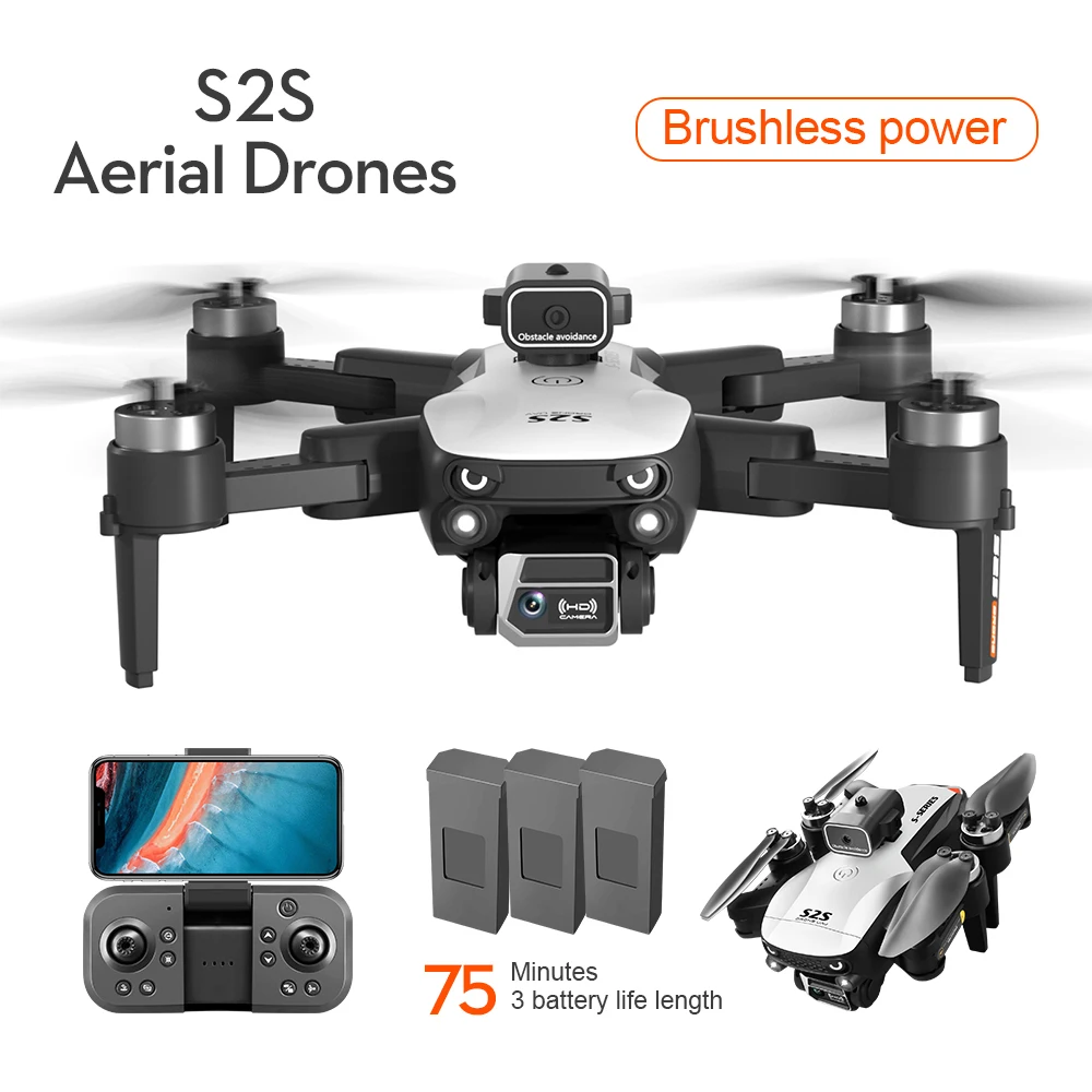 S2S RC Drone 6K HD Dual Camera Professional Light Stream Avoidance Brushle - £60.58 GBP+