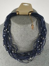Coldwater Creek 16-18&quot; Multi Strand Dark Navy Blue Leather Cord Necklace - £10.90 GBP