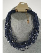 Coldwater Creek 16-18&quot; Multi Strand Dark Navy Blue Leather Cord Necklace - €11,93 EUR