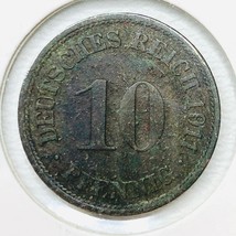1911 F German Empire 10 Pfennig Coin - $8.90