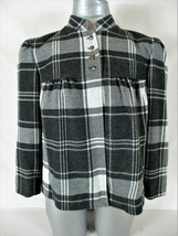 MIXIT womens Medium L/S black gray white PLAID fully lined button jacket... - $13.19