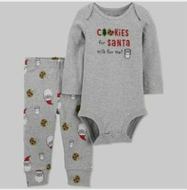 Baby 2pc Cookies for Santa Top&amp; Bottom Set Just One You Carter&#39;s Gray 3 ... - £7.96 GBP