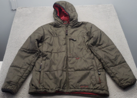 Eddie Bauer EBTEK Puffer Jacket Men Medium Green Lined Hooded PrimaLoft Full Zip - £24.96 GBP