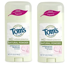 Tom&#39;s of Maine Women&#39;s Antiperspirant Stick Deodorant, Natural Powder, 2 Count - £27.17 GBP