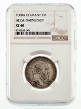 1888-A Alemania Hesse-Darmstadt 2 Marca Moneda de Plata Graded Por NGC Como XF40 - £1,974.77 GBP