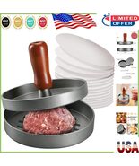Ergonomic Burger Press Mold - 4.5&quot; Patties with Wooden Handle and Patty ... - $33.20 CAD