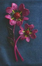 ART Fabulous Mod Hand-painted Magenta Big Flower Brooch 1960s vintage 3 3/4&quot; - £18.04 GBP