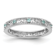 Silver Stackable Expressions Aquamarine Ring QSK1484 - £62.07 GBP+