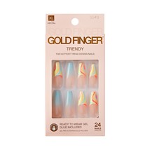 KISS GOLDFINGER TRENDY GEL READY TO WEAR 24 NAILS GLUE INCLUDED - #GD43 - £5.86 GBP