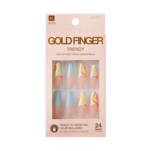 KISS GOLDFINGER TRENDY GEL READY TO WEAR 24 NAILS GLUE INCLUDED - #GD43 - £5.85 GBP