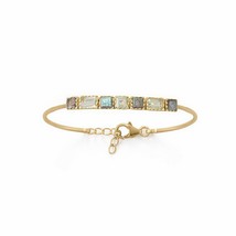 Labradorite &amp; Prasiolite Gemstone Handmade 14k Gold Over Fashion Cuff Bracelet - £137.15 GBP