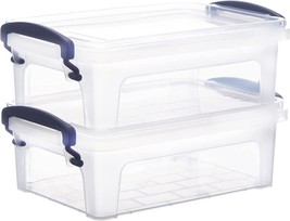 Superio Clear Storage Bins With Lids, 1.25 Quart Stackable Storage Box, 2 Pack - £28.31 GBP