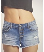 Billabong Buttoned Up DENIM CUT OFF Shorts True Blue SIZE 31 WAIST SHORT... - $33.66