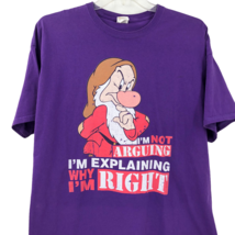 VTG Grumpy Im Not Arguing Im Explaining Why Im Right Purple Shirt Fruit of Loom. - £30.57 GBP