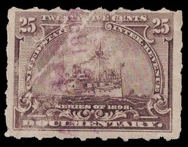 US REVENUE Stamp - #R169 Documentary, Battleship, 25c J31 - £1.17 GBP